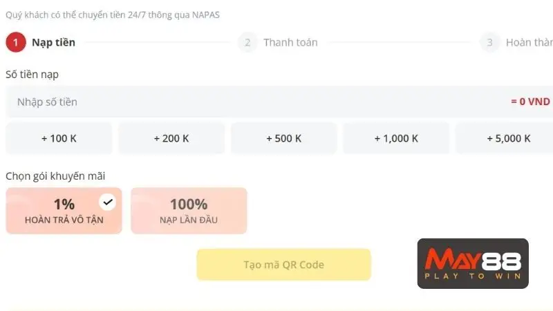 Các bước nạp tiền May88 đơn giản, chi tiết nhất