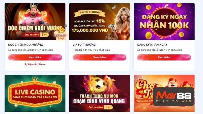 Những chương trình khuyến mãi chất lượng khi nạp tiền May88