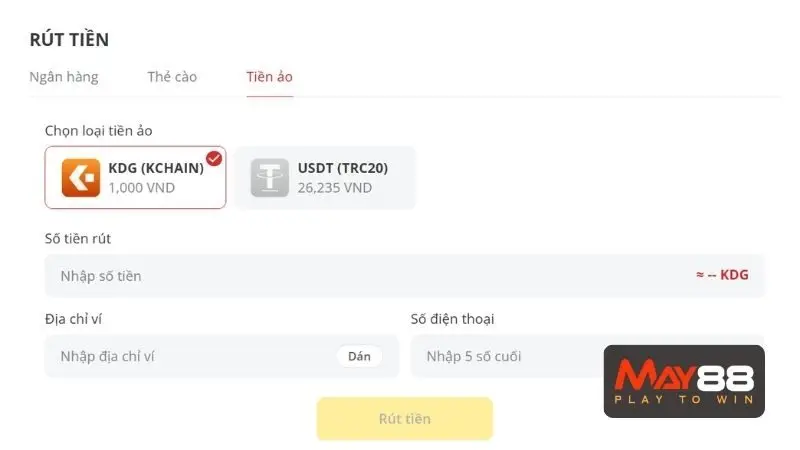 Tổng hợp các phương thức rút tiền May88 cực kỳ dễ thực hiện