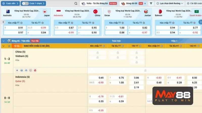 Sảnh game thể thao May88 hấp dẫn đỉnh cao
